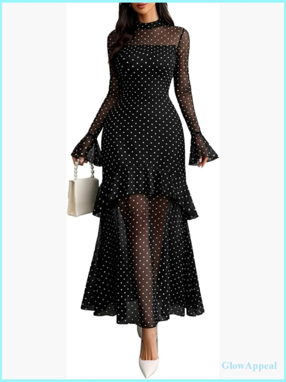 Floral Maxi Dress Sheer Mesh Bell Sleeve Tiered Ruffle Gothic Romantic Long